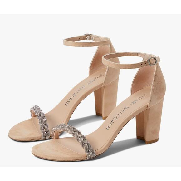Stuart Weitzman Womens Nearlynude Highshine Sandal Size 11 Adobe Beige Heel NWOB - Picture 1 of 13